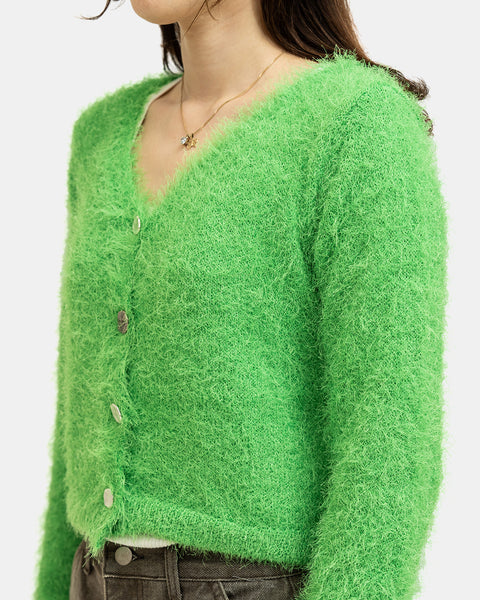 atmos Pink Colored Shaggy Knit Cardigan (Green)